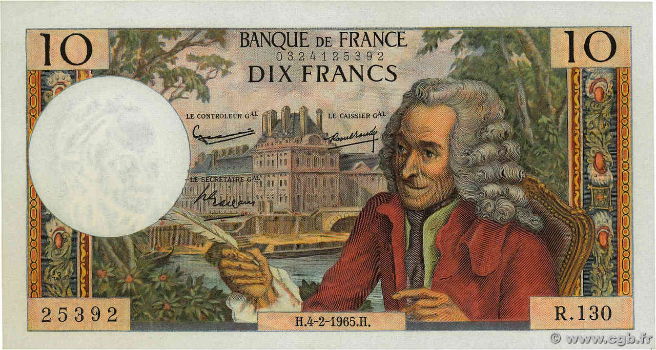 10 Francs VOLTAIRE FRANCE  1965 F.62.13 pr.NEUF