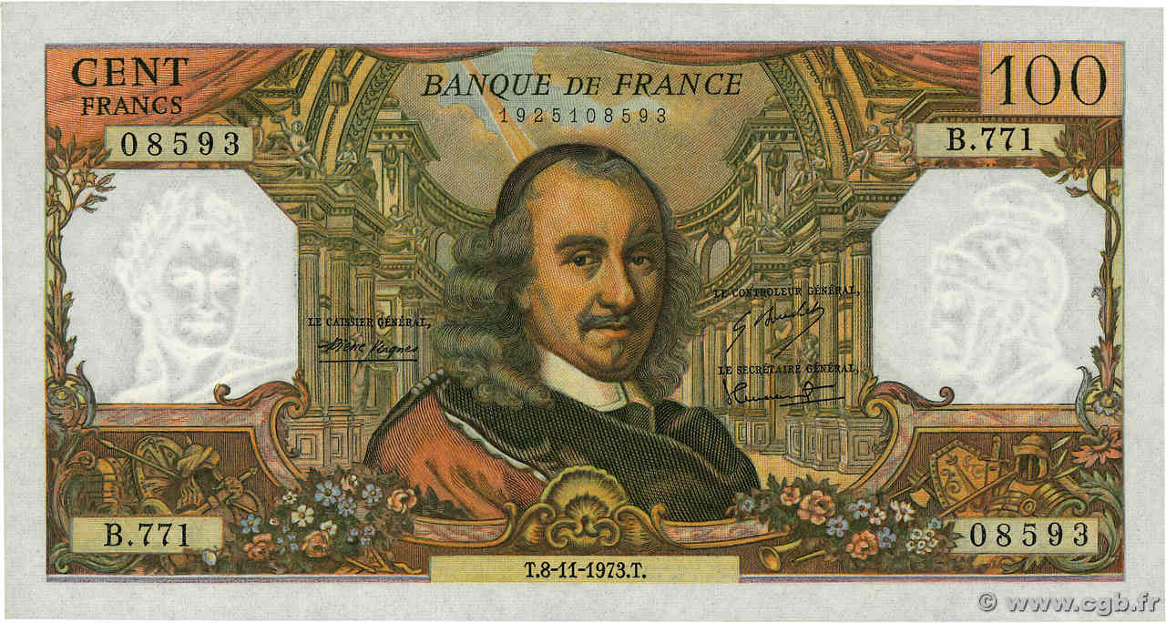 100 Francs CORNEILLE FRANCIA  1973 F.65.44 AU