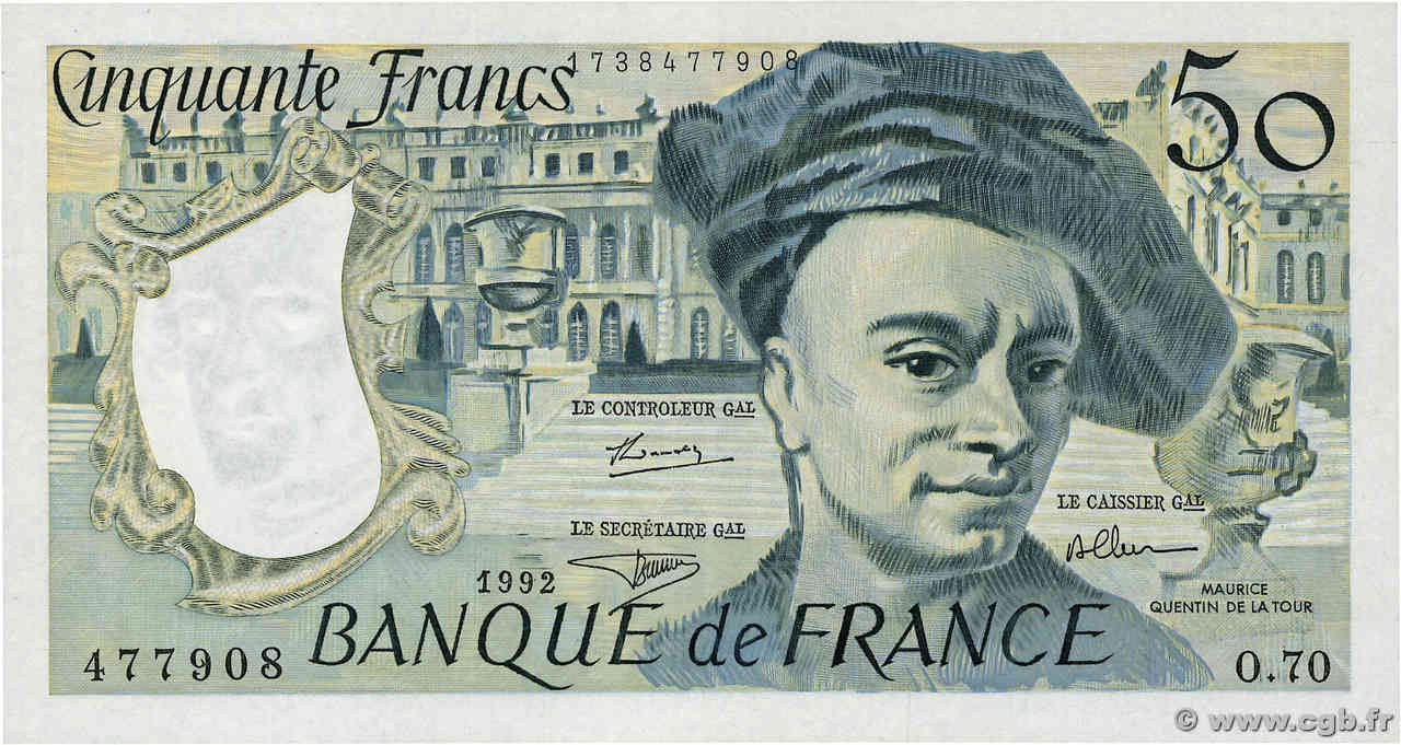 50 Francs QUENTIN DE LA TOUR FRANKREICH  1992 F.67.18 fST+