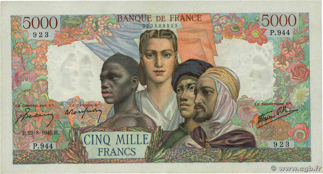 5000 Francs EMPIRE FRANÇAIS FRANCE  1945 F.47.40 TTB+
