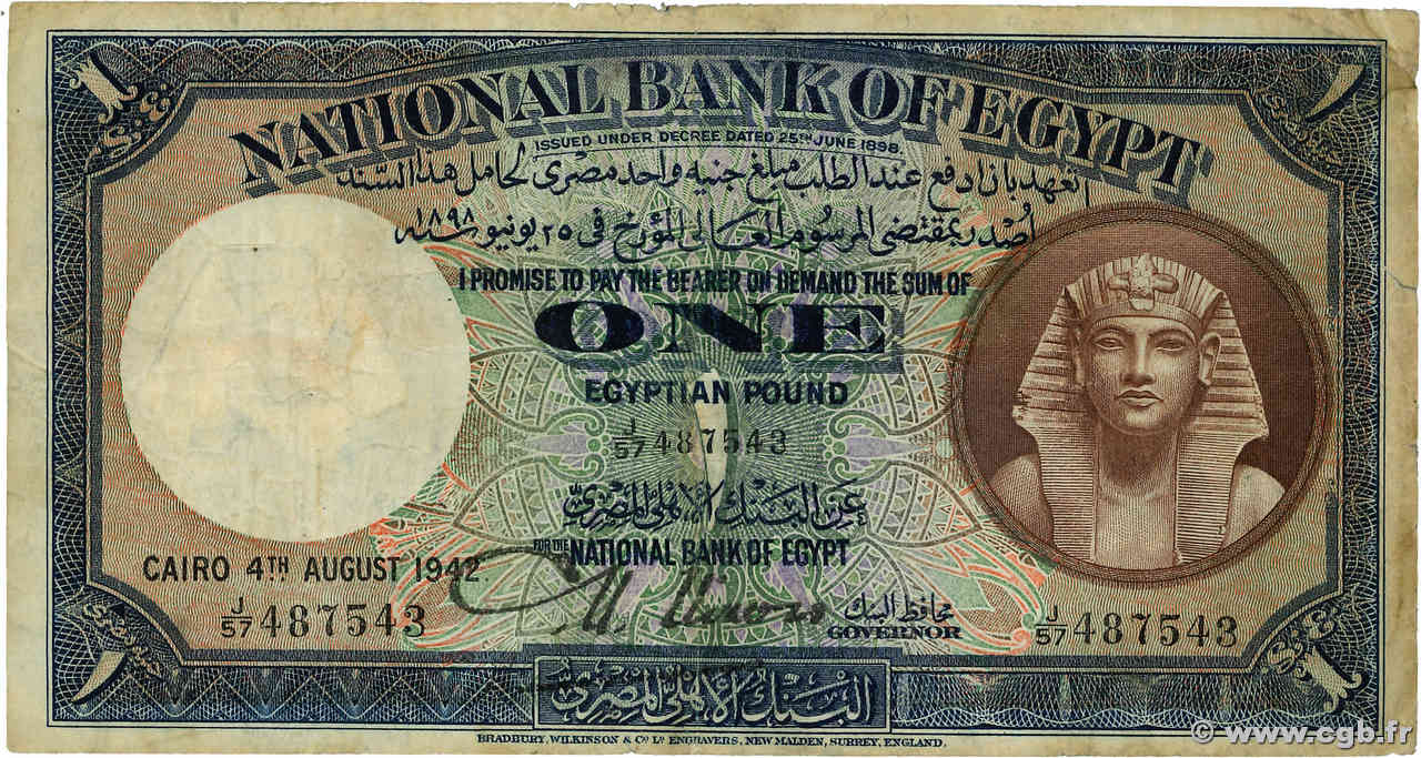1 Pound ÉGYPTE  1942 P.022c TB+