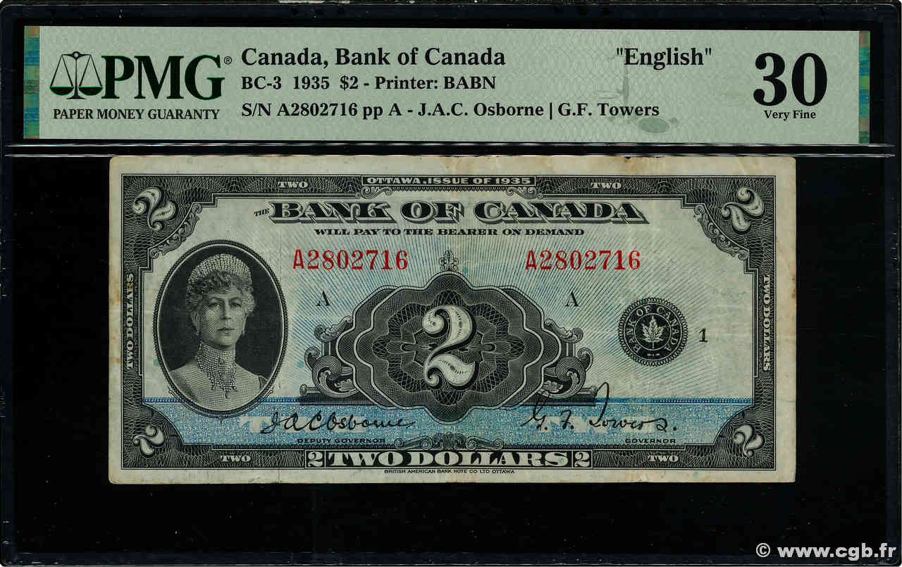 2 Dollar CANADA  1935 P.040 VF