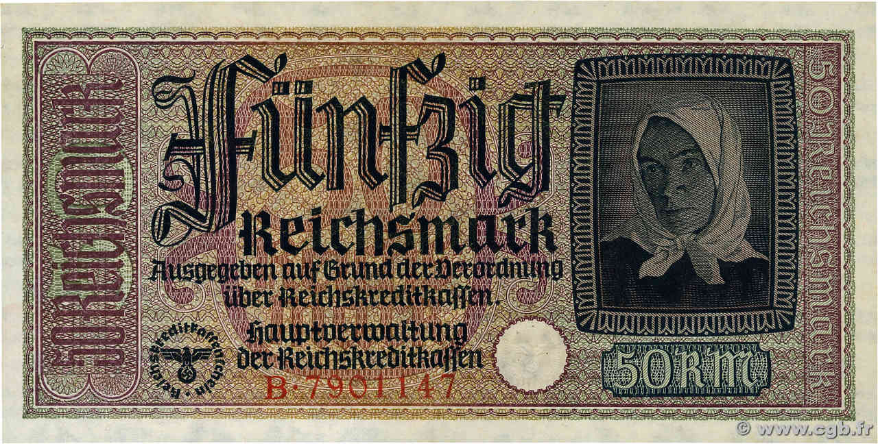 50 Reichsmark ALEMANIA  1940 P.R140 FDC