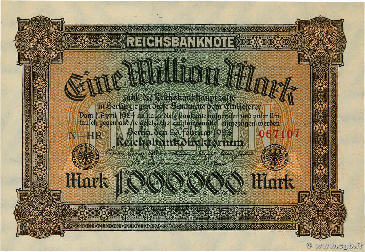 1 Million Mark ALLEMAGNE  1923 P.086a NEUF