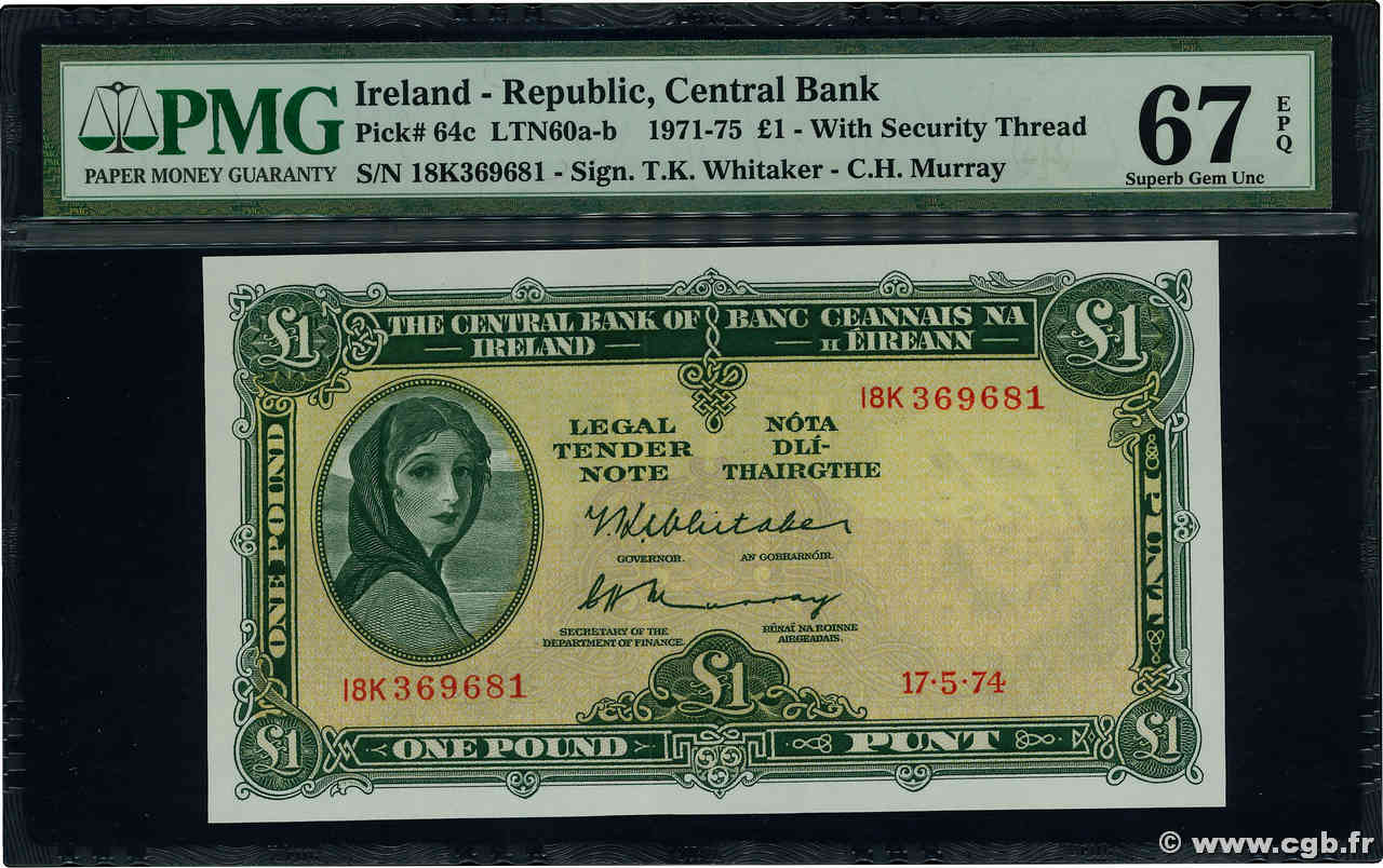 1 Pound IRLANDA  1974 P.064c FDC