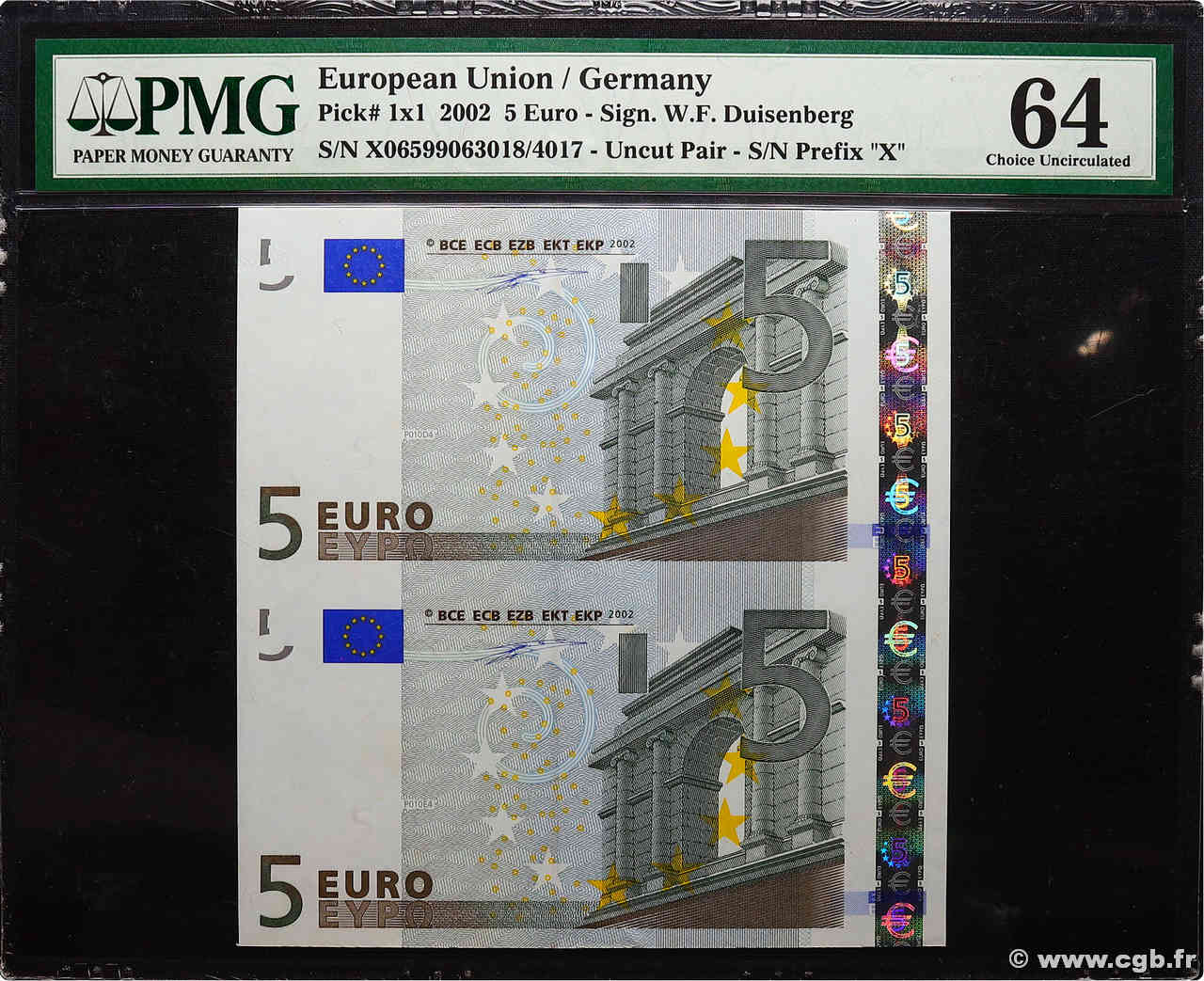 5 Euro Planche EUROPE  2002 P.01x pr.NEUF
