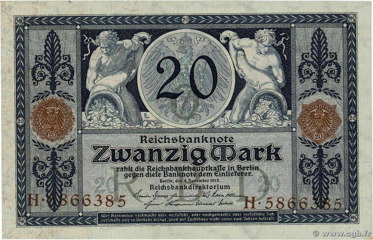 20 Mark ALLEMAGNE  1915 P.063 NEUF