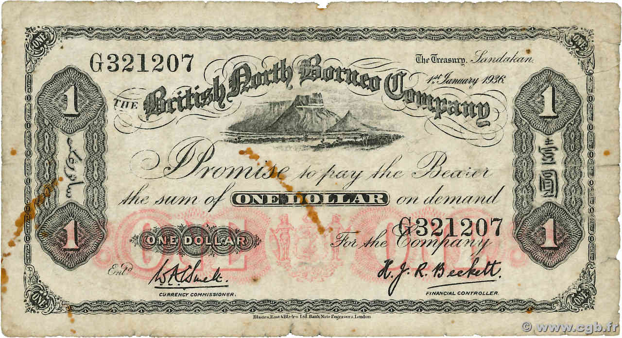 1 Dollar MALAYA y BRITISH BORNEO  1936 P.28 RC+
