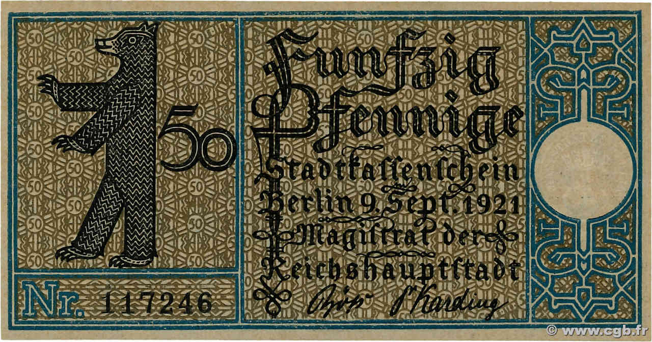 50 Pfenning ALLEMAGNE Berlin 1921  NEUF