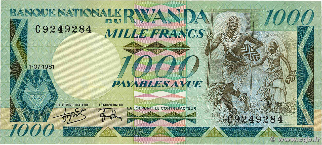 1000 Francs RWANDA  1981 P.17a SUP+