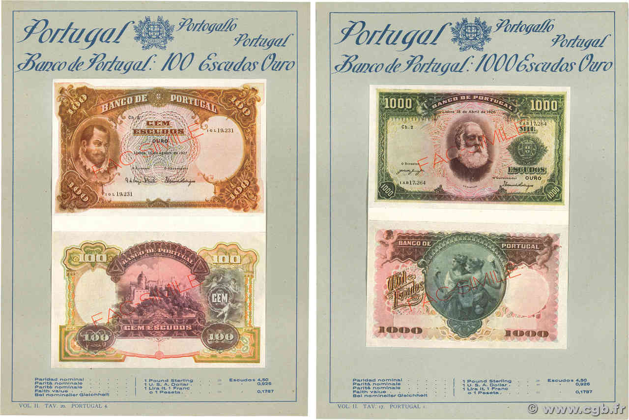 5 à 1000 Escudos Lot PORTUGAL  1928 P.- XF