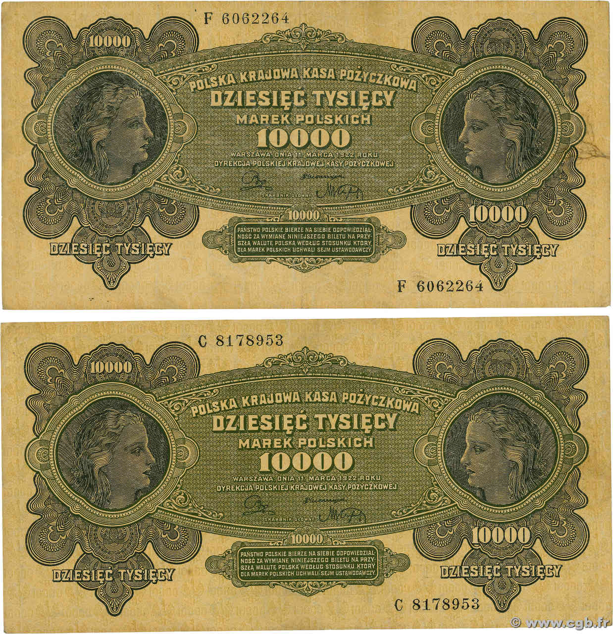 10000 Marek Lot POLEN  1922 P.032 SS