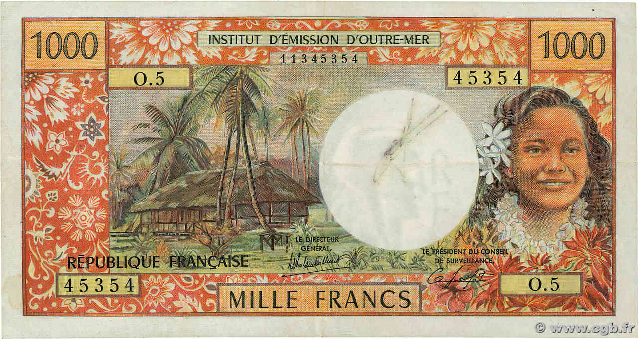 1000 Francs Numéro radar TAHITI  1983 P.27c MBC