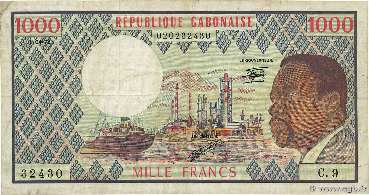 1000 Francs GABON  1978 P.03d MB