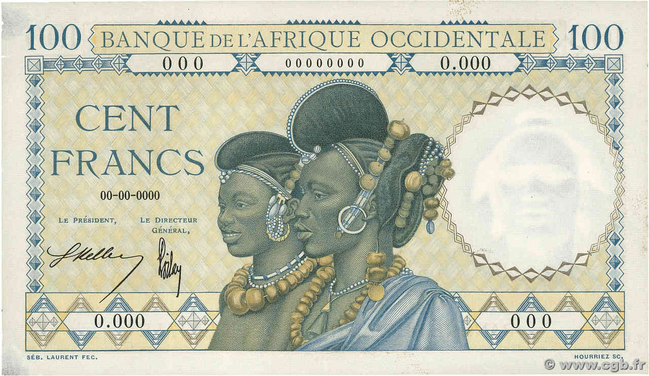 100 Francs Spécimen FRENCH WEST AFRICA (1895-1958)  1936 P.23s AU-