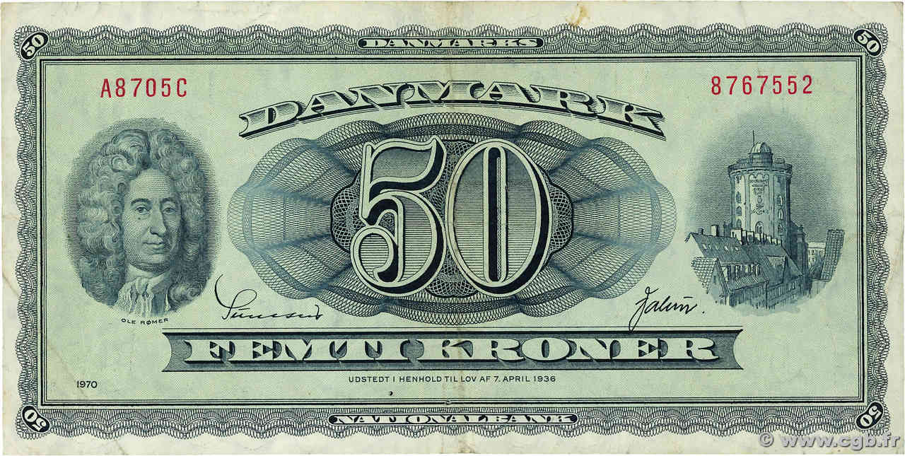 50 Kroner DANEMARK  1970 P.045m pr.TTB