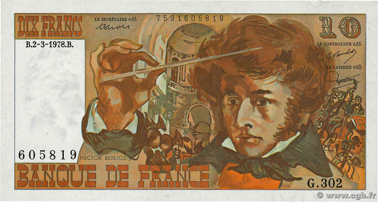 10 Francs BERLIOZ FRANCE  1978 F.63.23 SPL+