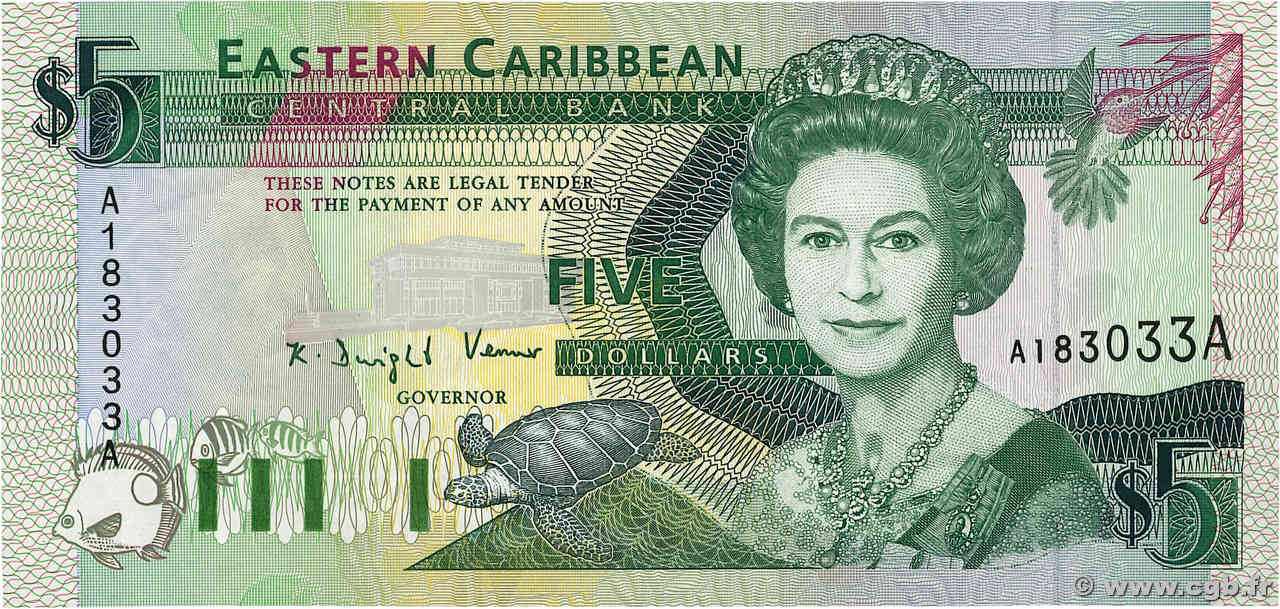 5 Dollars CARAÏBES  1993 P.26a NEUF