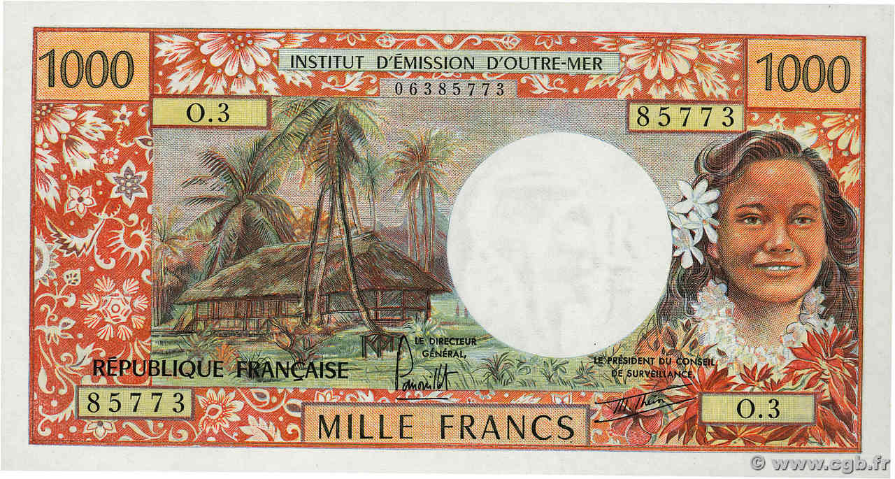 1000 Francs TAHITI  1977 P.27 UNC-