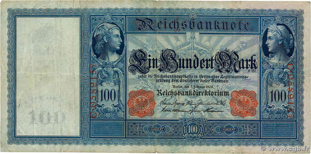 100 Mark ALLEMAGNE  1908 P.035 TB+