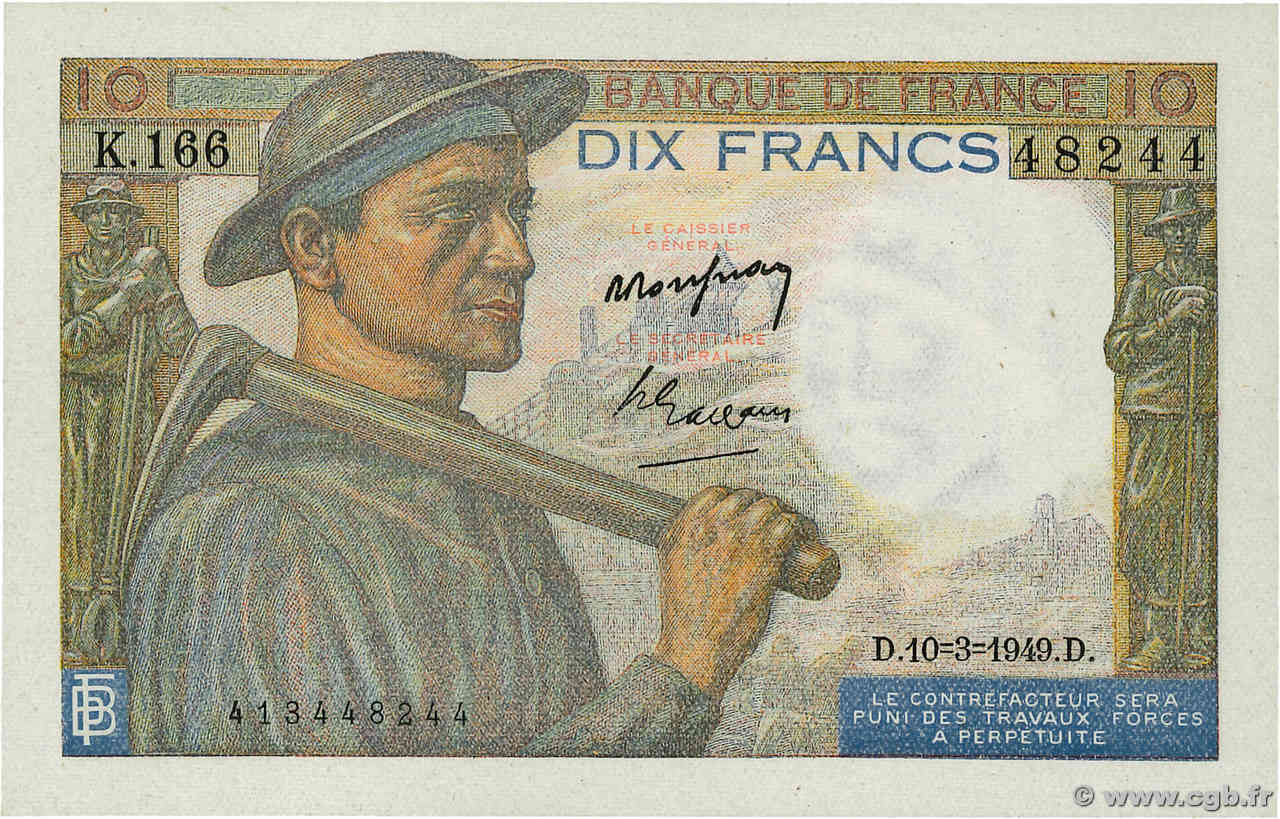 10 Francs MINEUR FRANCE  1949 F.08.20 pr.NEUF