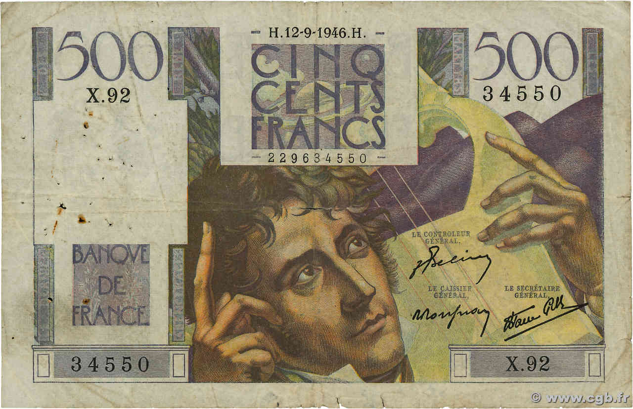 500 Francs CHATEAUBRIAND FRANCIA  1946 F.34.06 q.MB