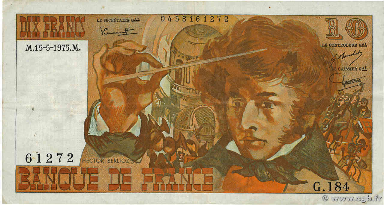10 Francs BERLIOZ FRANCIA  1975 F.63.10 q.BB