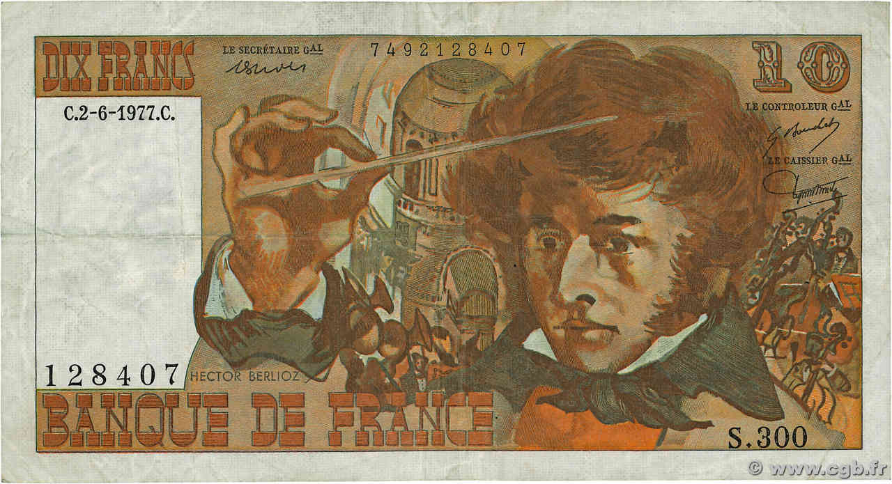 10 Francs BERLIOZ FRANCE  1977 F.63.22 TB