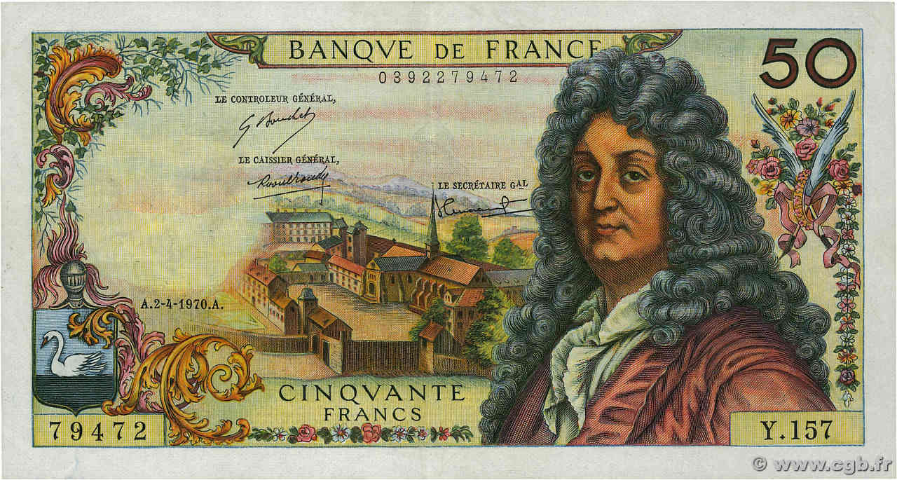 50 Francs RACINE FRANKREICH  1970 F.64.16 fVZ