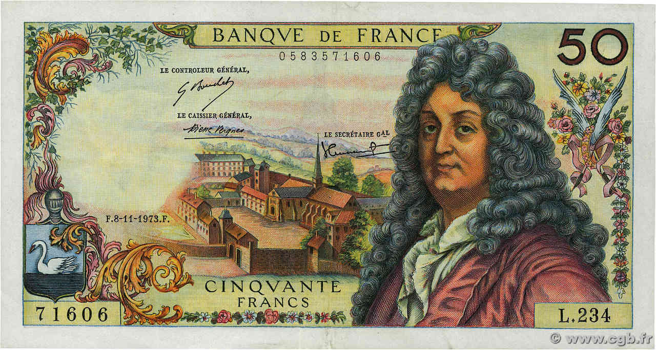 50 Francs RACINE FRANCIA  1973 F.64.25 q.SPL