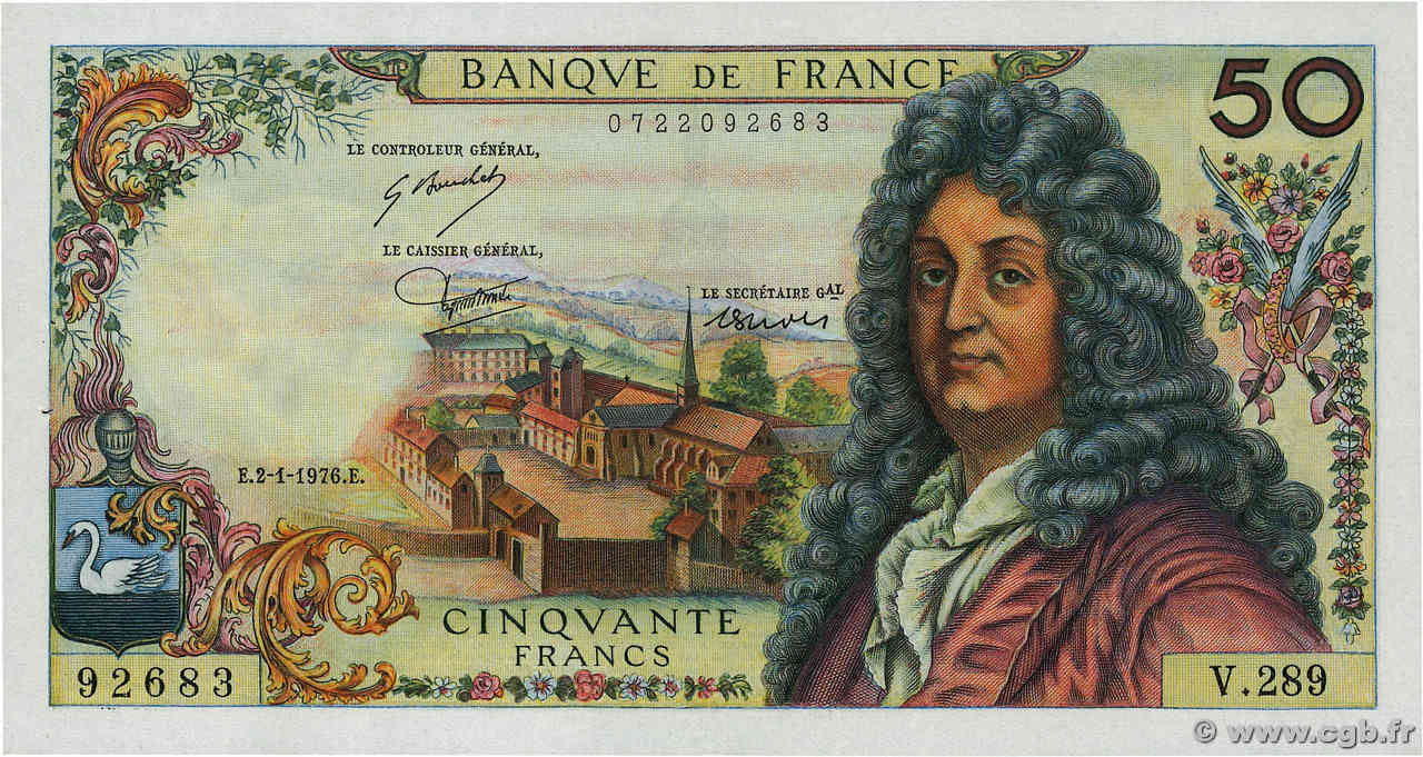 50 Francs RACINE FRANCIA  1976 F.64.32 SPL+