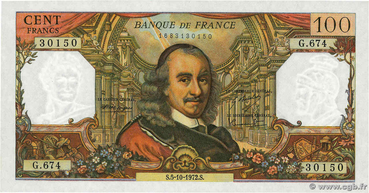 100 Francs CORNEILLE FRANCE  1972 F.65.40 NEUF