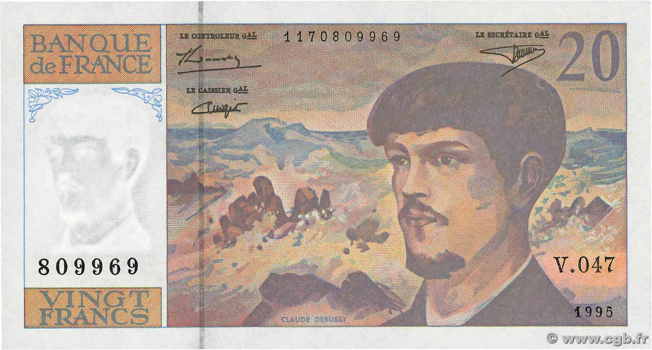 20 Francs DEBUSSY Modifié FRANCE  1995 F.66ter.01 NEUF