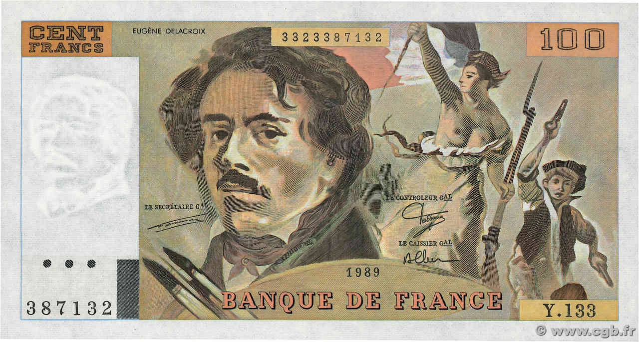 100 Francs DELACROIX modifié FRANCE  1989 F.69.13a NEUF