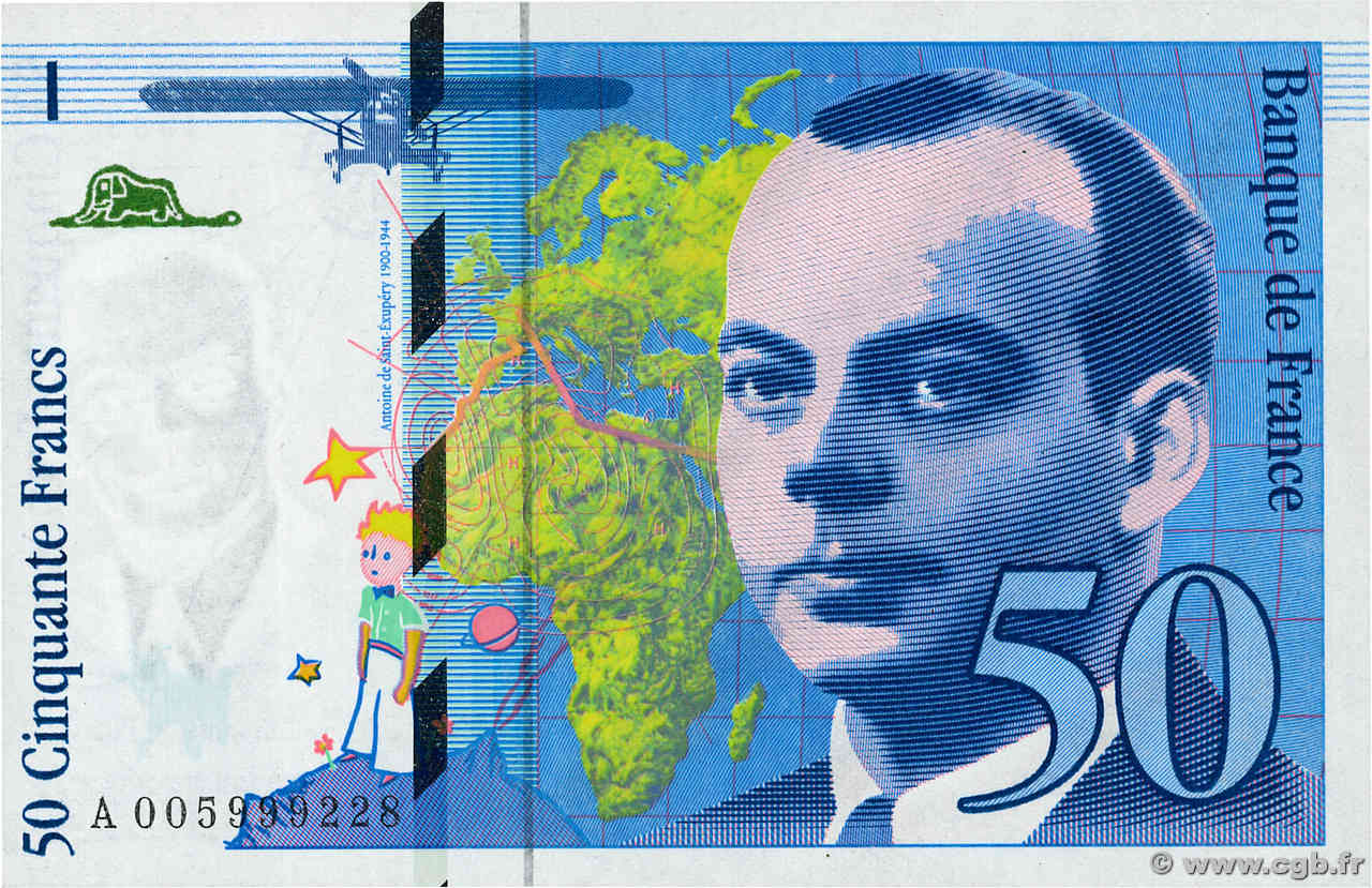 50 Francs SAINT-EXUPÉRY FRANCIA  1993 F.72.02 FDC