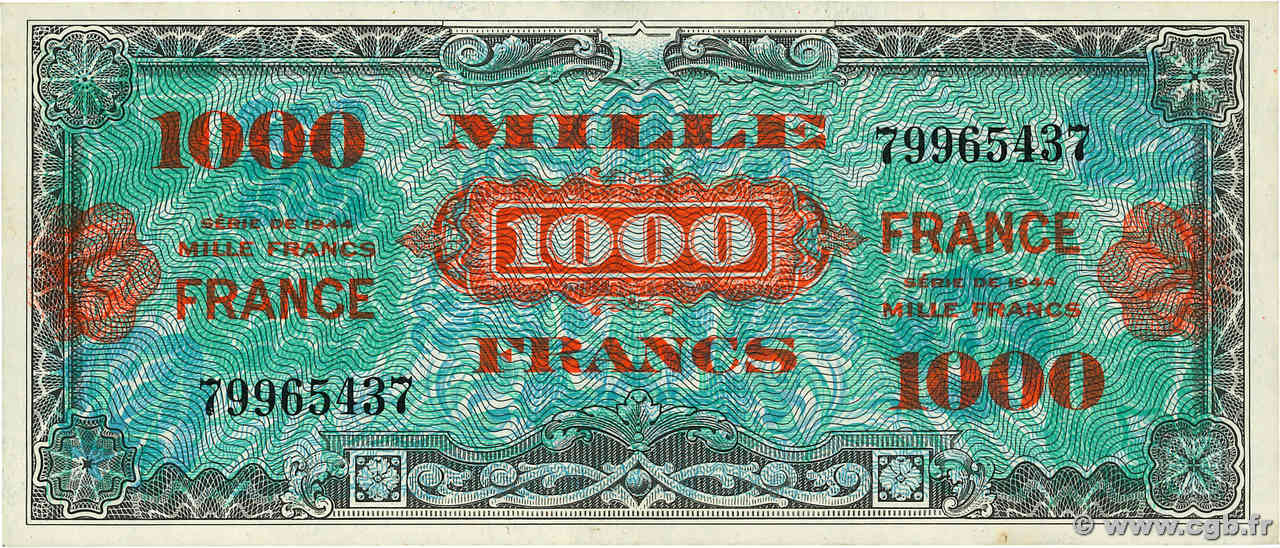 1000 Francs FRANCE FRANCE  1945 VF.27.01 pr.SUP