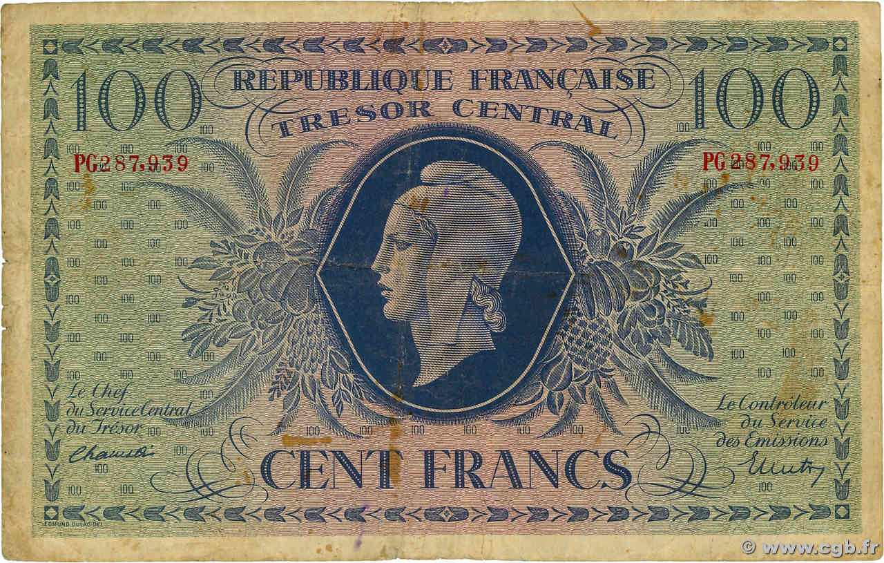 100 Francs MARIANNE FRANCE  1943 VF.06.01a F-