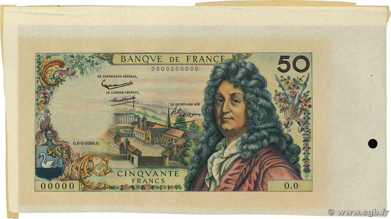 50 Francs RACINE Épreuve FRANCE  1962 F.64.00E SPL