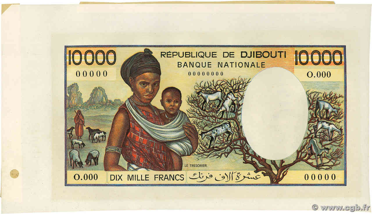 10000 Francs Épreuve DSCHIBUTI   1984 P.39aE fST+