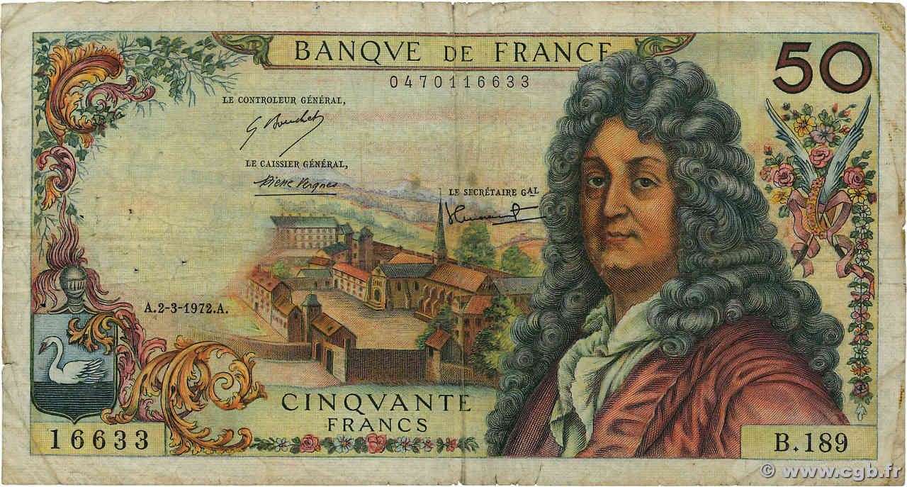 50 Francs RACINE FRANCE 5 1972 F.64.20 G