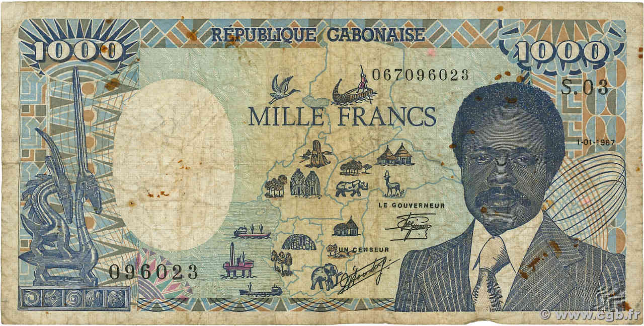 1000 Francs GABóN  1987 P.10a RC