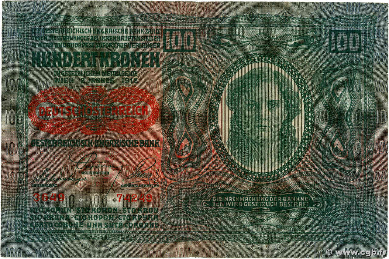 100 Kronen AUTRICHE  1919 P.055a TB+