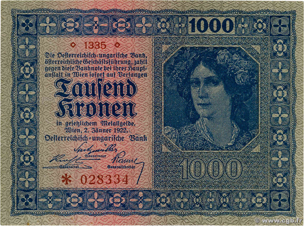 1000 Kronen AUTRICHE  1922 P.078 SUP+