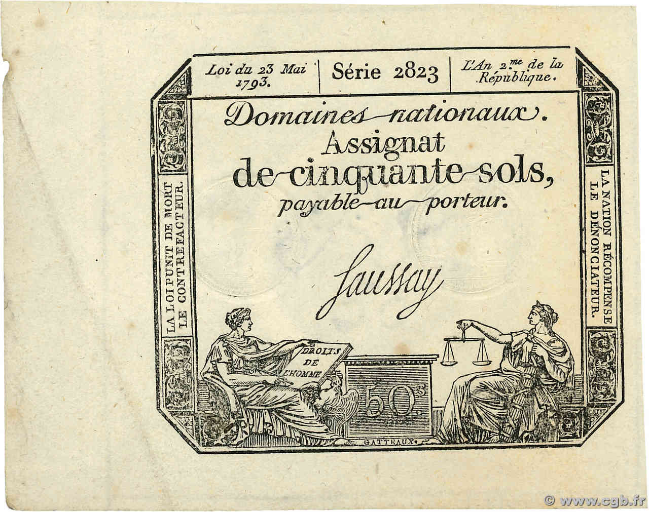 50 Sols FRANCE  1793 Ass.42c SUP