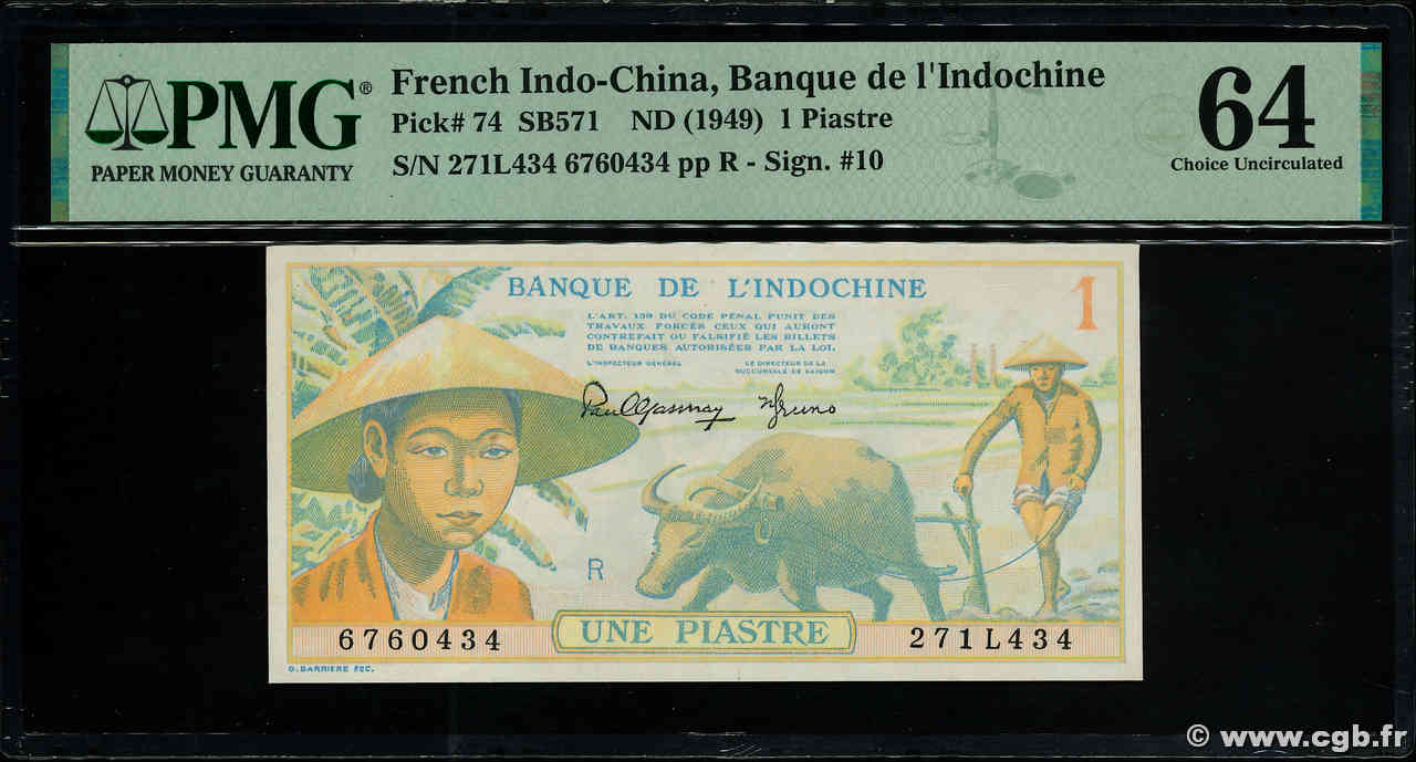 1 Piastre INDOCINA FRANCESE  1942 P.074 q.FDC