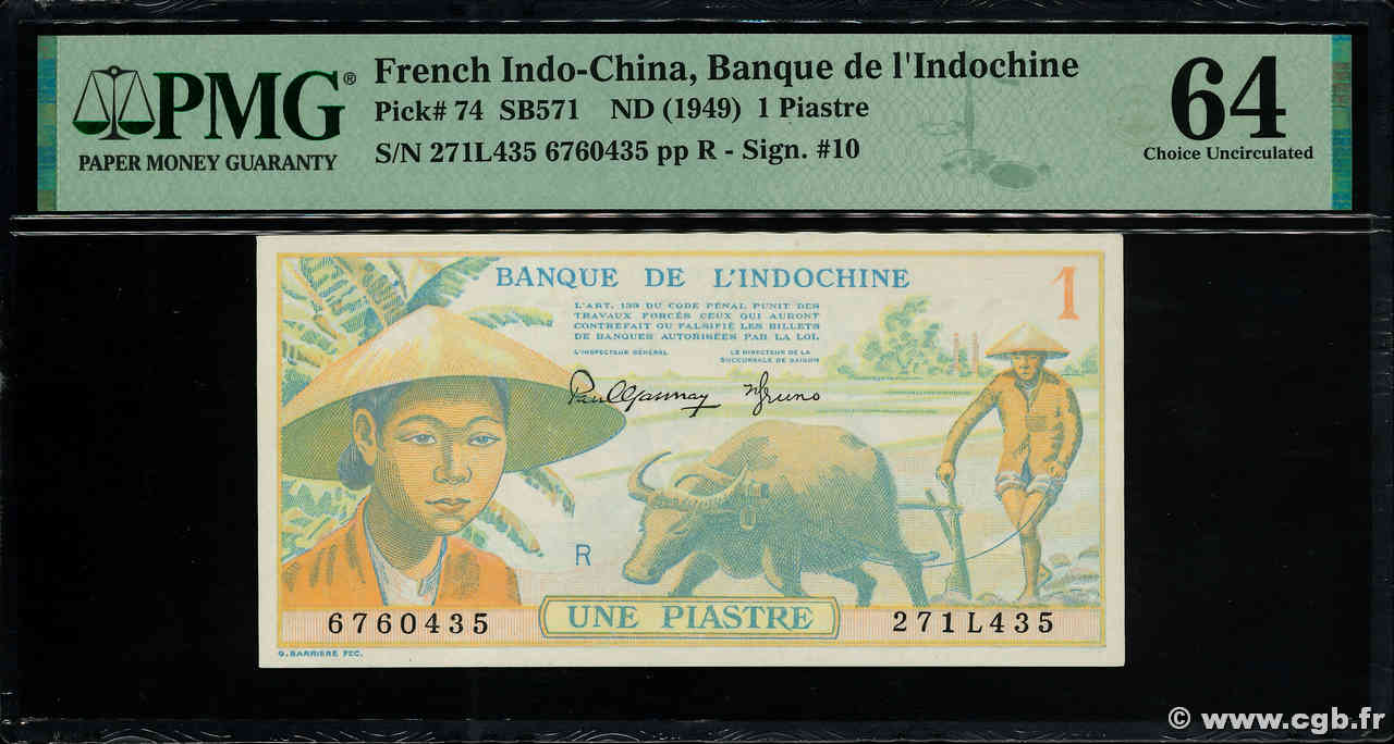 1 Piastre FRANZÖSISCHE-INDOCHINA  1942 P.074 fST+