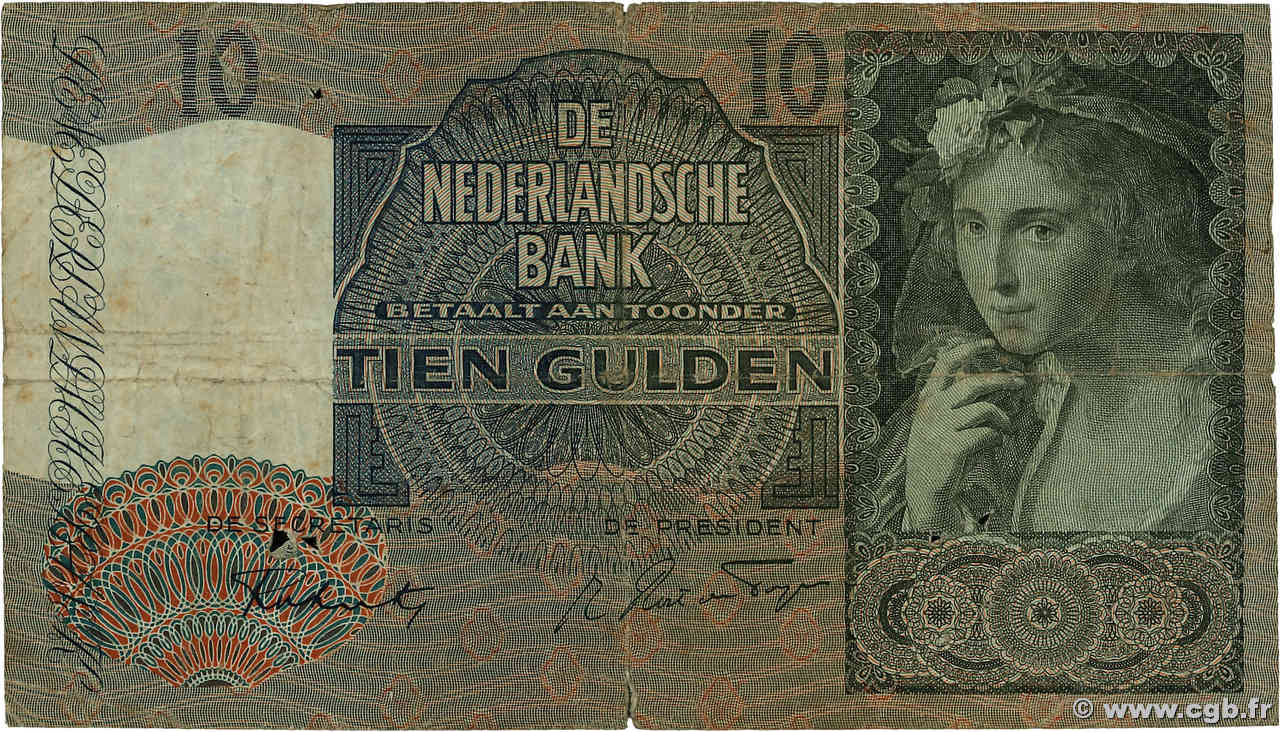 10 Gulden PAYS-BAS  1942 P.056b B+