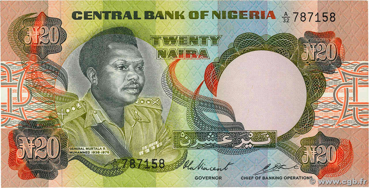 20 Naira NIGERIA  1977 P.18b XF