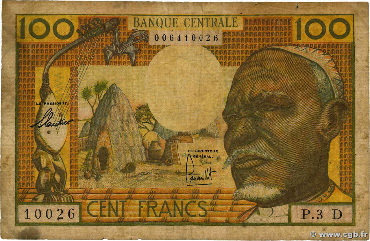 100 Francs ÉTATS DE L AFRIQUE ÉQUATORIALE  1962 P.03b B