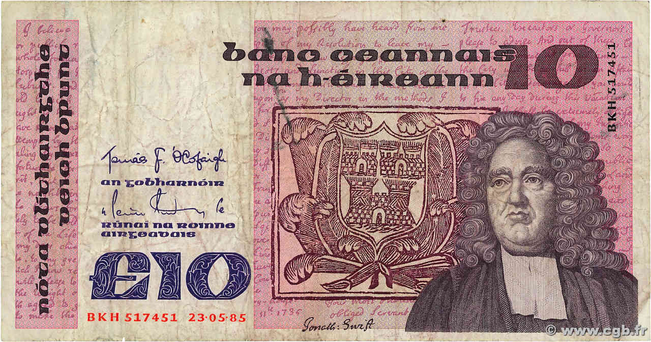 10 Pounds IRLANDE  1985 P.072b TB